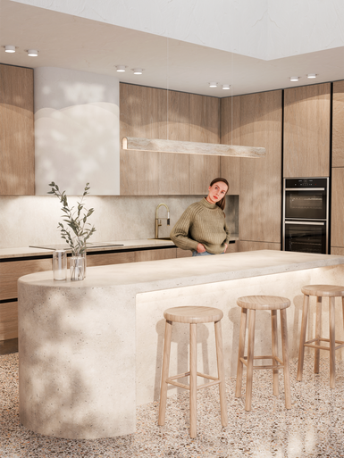 linear pendant with travertine finish