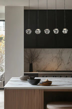 Chrome 5 light pendant with black base