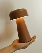 Mushroom style table lamp in cognac brown